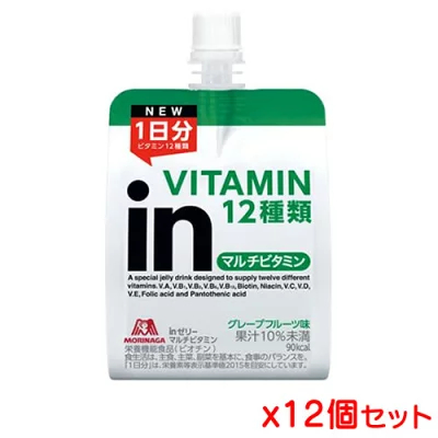 森永製菓 inゼリー マルチビタミン グレープフルーツ味 180g x 12個セット